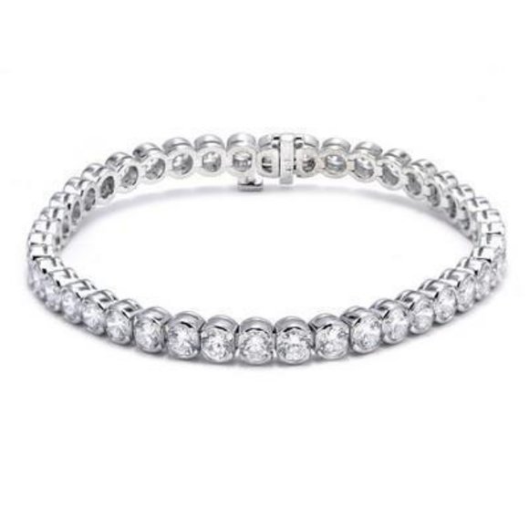 White Gold 14K Round Diamond Tennis Bracelet 13.30 carats - Picture 1 of 3